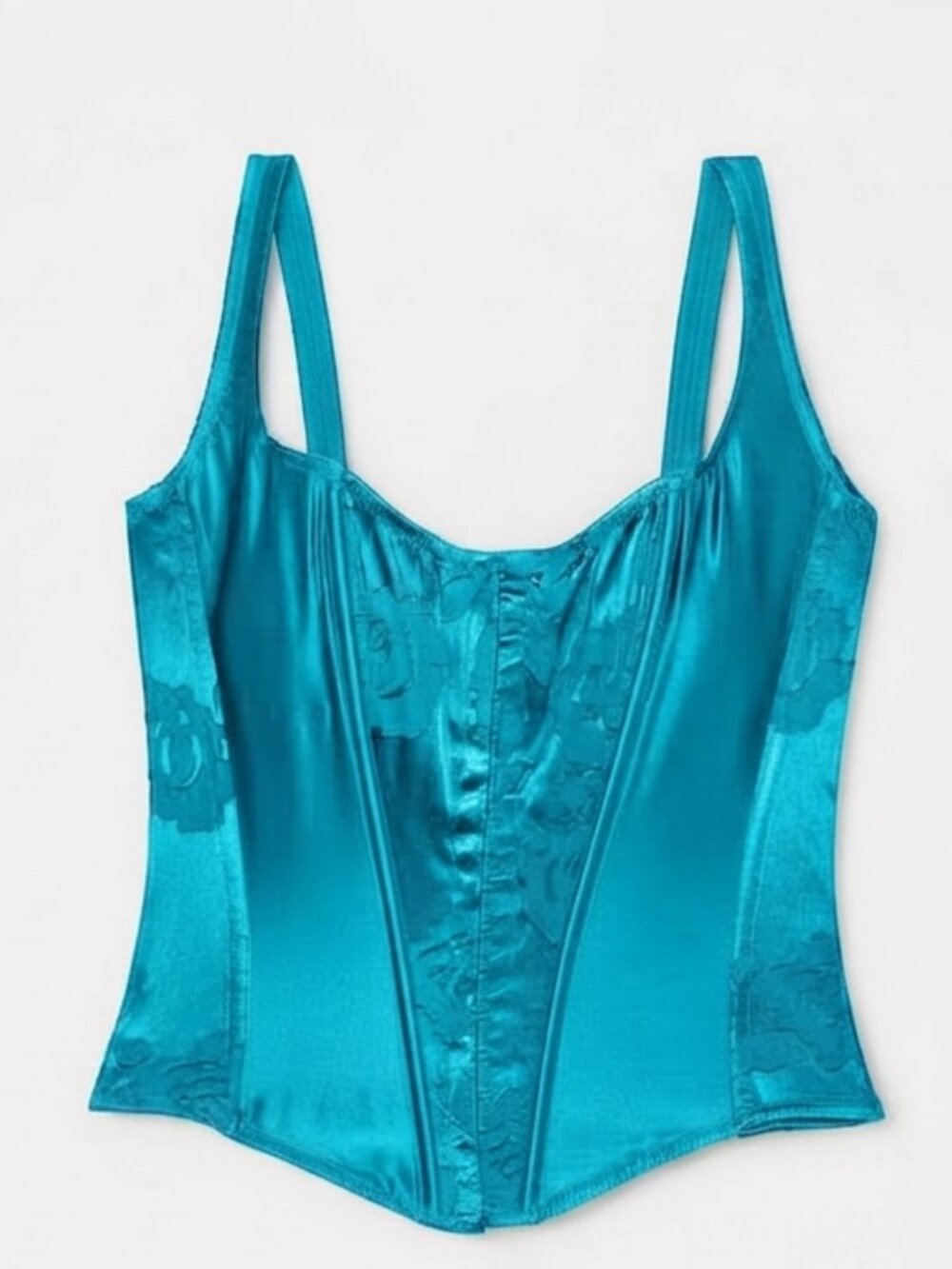 New! VS Archives Turquoise Burnout Satin Corset Top Large 34219